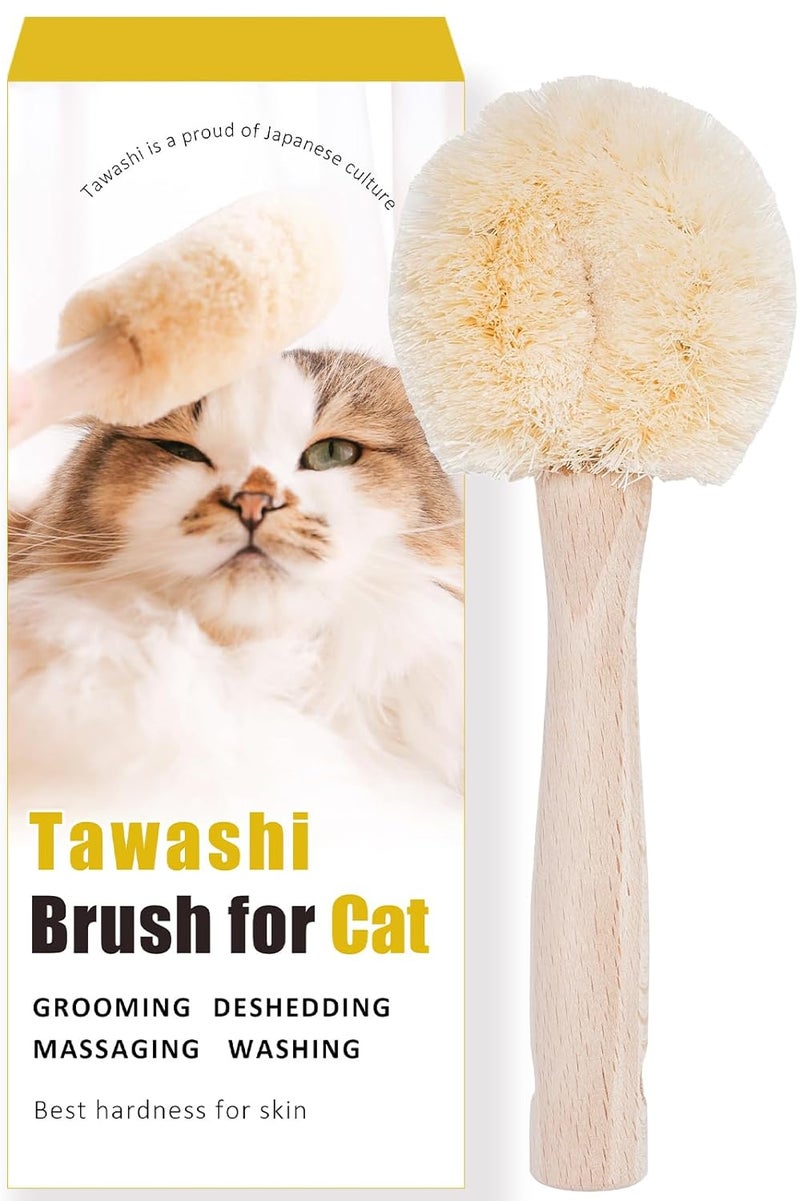 Wablade Relaxing Cat Grooming Massage Brush – Gentle Natural Tawashi Brush for Sensitive Cats, Stress-Free Daily Grooming, Not a Heavy Deshedding Tool, Made in Japan (Type-A) - Image 1